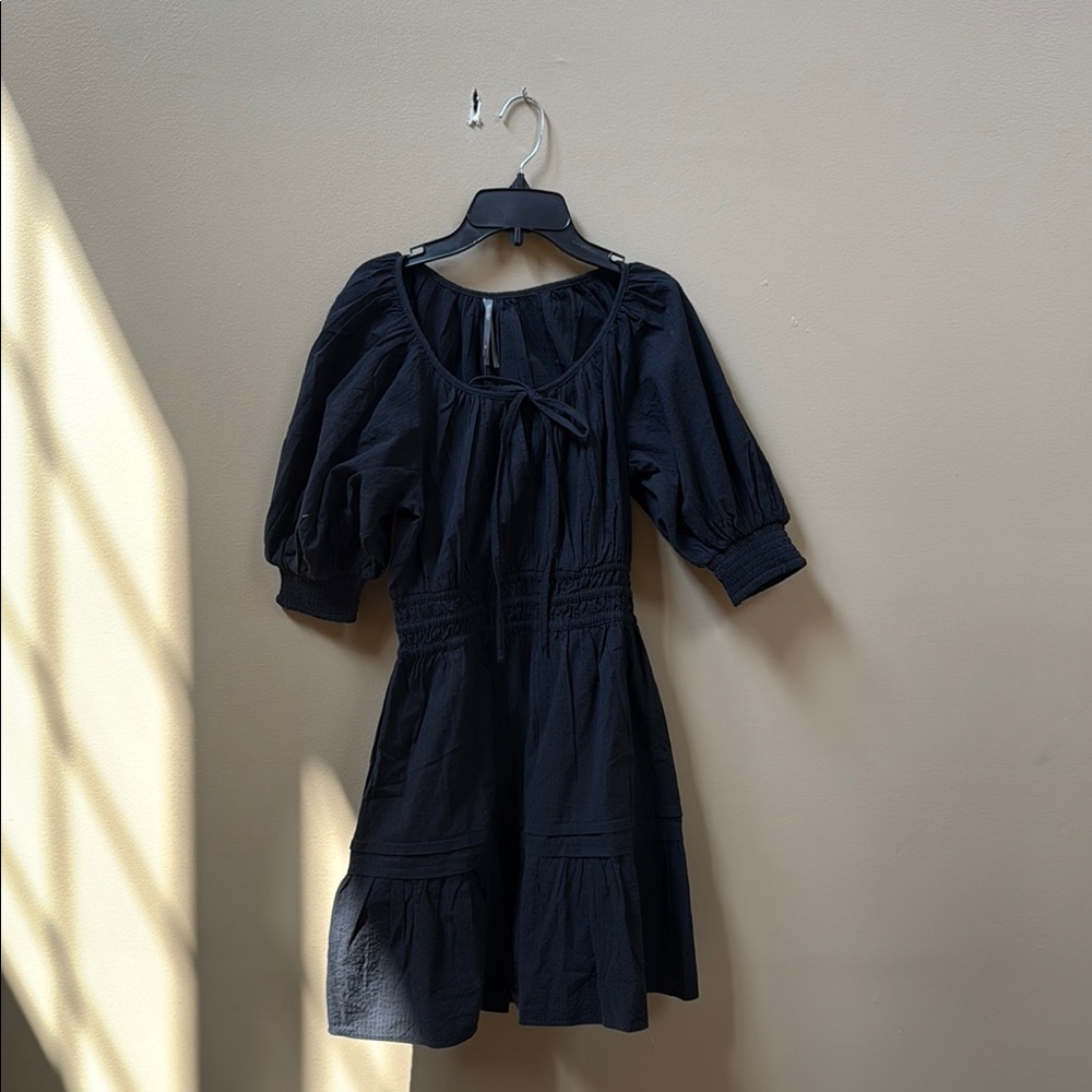 Anthropologie Navy Blue Gathered Dress